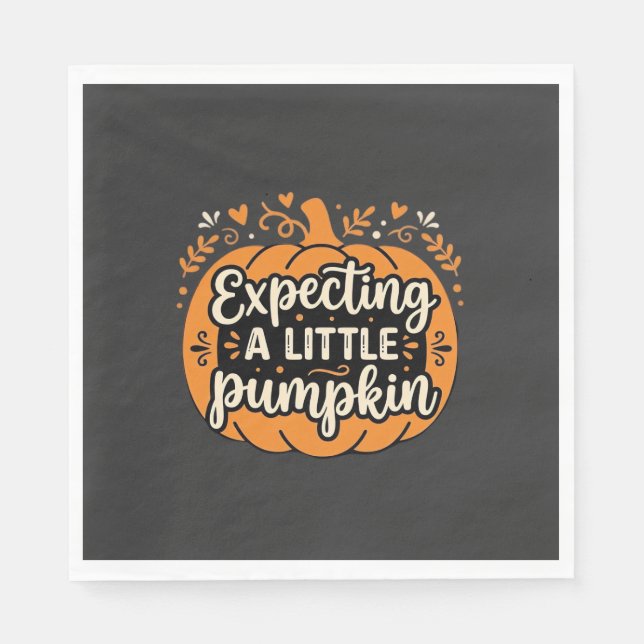 Väntar en liten pumpa Halloween Graviditet Des Pappersservett (Framsidan)