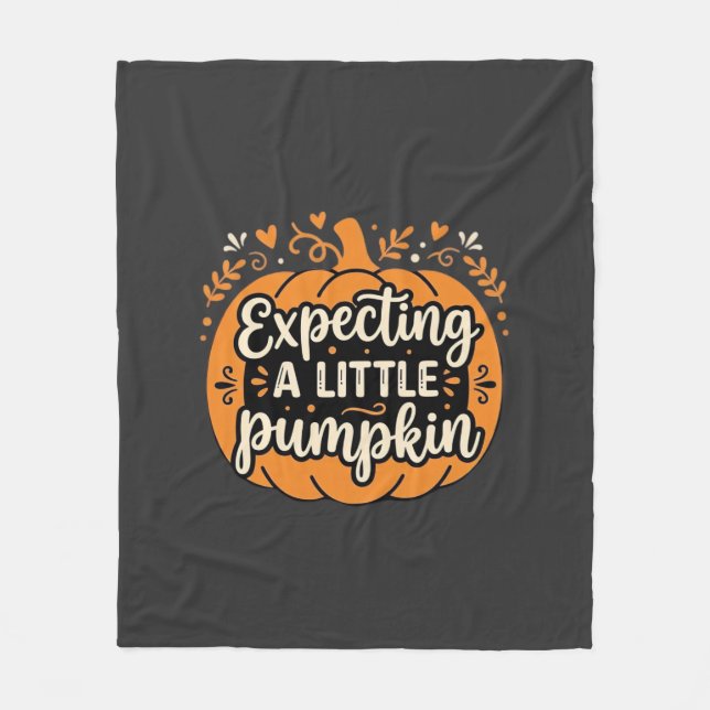 Väntar en liten pumpa Halloween Graviditetsdesign Fleecefilt (Framsidan)