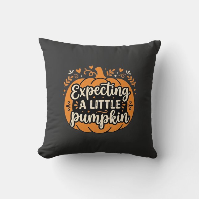 Väntar en liten pumpa Halloween Graviditetsdesign Kudde (Framsida)
