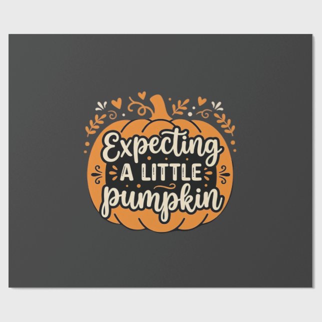Väntar en liten pumpa Halloween Graviditetsdesign Presentpapper (Platt)