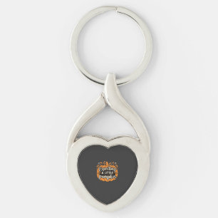Väntar en liten pumpa Halloween Graviditetsdesign Twisted Heart Silverfärgad Nyckelring