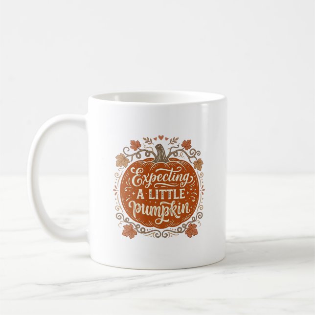 Väntar en liten pumpa höst graviditet T-shirt_1 Kaffemugg (Vänster)