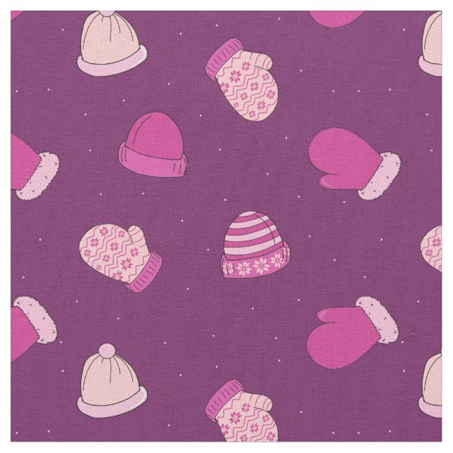 Vantar och mössor Söt Rosa Mönster Tyg (Närbild)