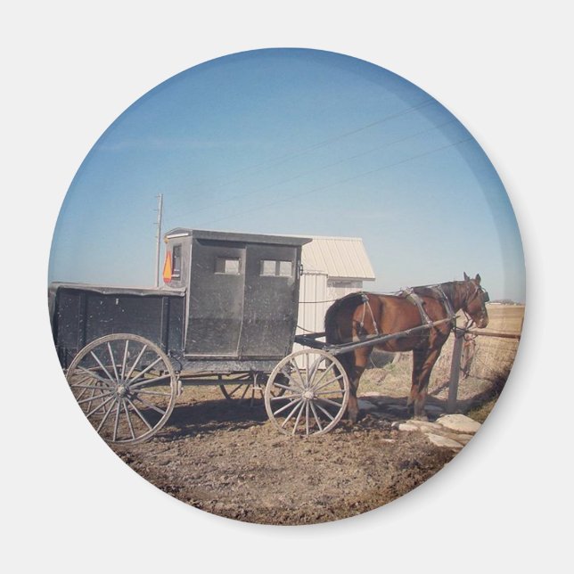 Väntar på Amish Horse och Buggy Magnet (Framsidan)