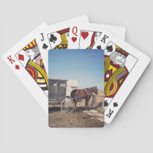 Väntar på Amish Horse och Buggy Spel Kort