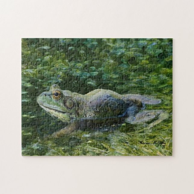 Väntar på Dam Bullfrog Art Pussel (Horisontell)