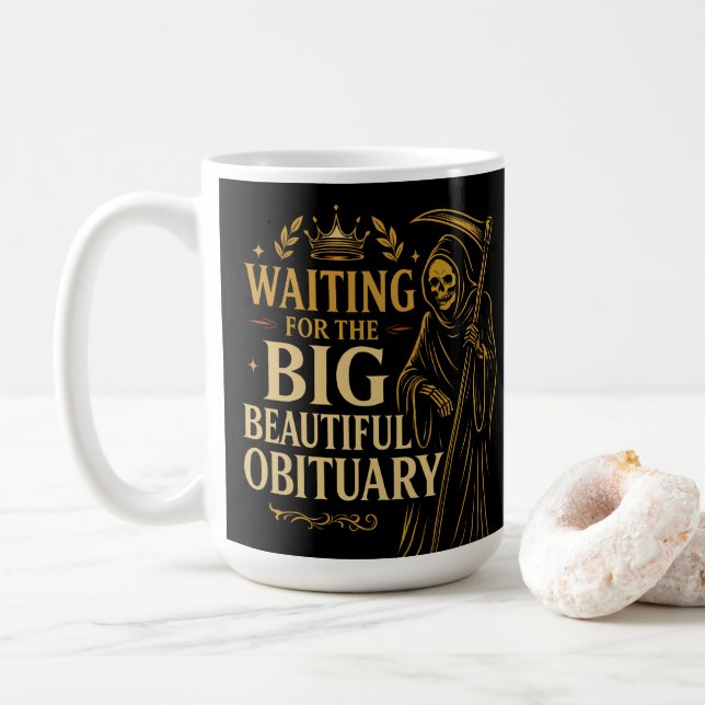 Väntar på den stora vackra bituarien, Halloween Kaffemugg (Med munk)
