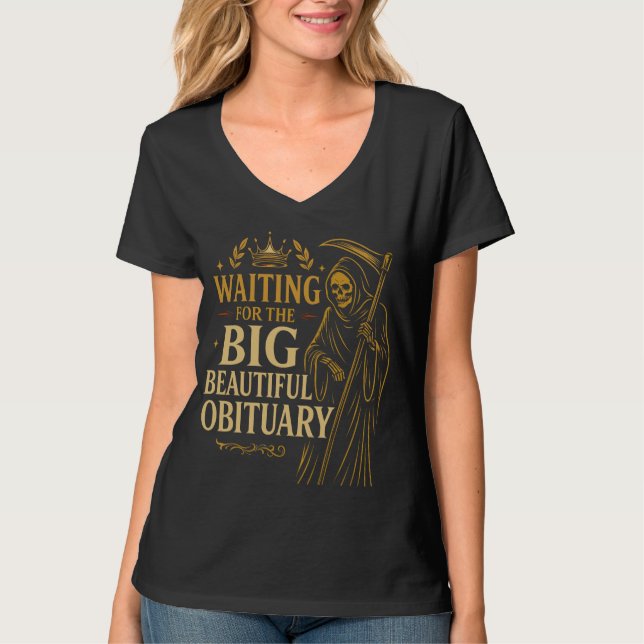 Väntar på den stora vackra bituarien, Halloween T Shirt (Framsida)