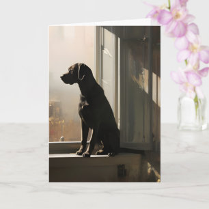 Väntar på dig Labrador vid Window Porträtt Kort