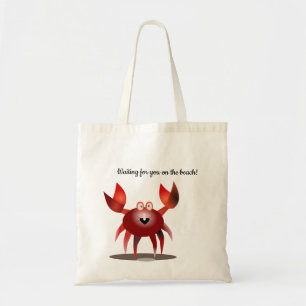 Väntar på dig på stranden! Cute Red krabb Tygkasse