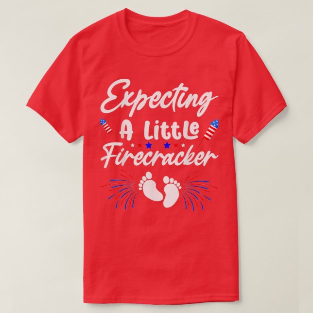 Väntar på en liten bråkspelare 4:e juli-lustig t shirt (Design framsida)