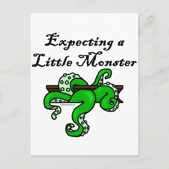 Väntar på ett litet monster vykort (Framsida)