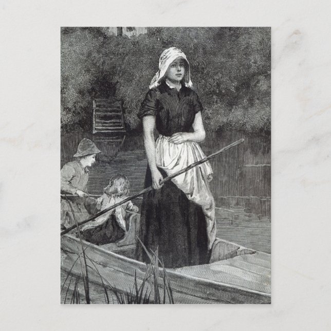 Väntar på Far, från "Leisure Hour", 1888 Vykort (Framsida)