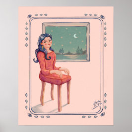 Väntar på fönstrets surreala hängande teori poster