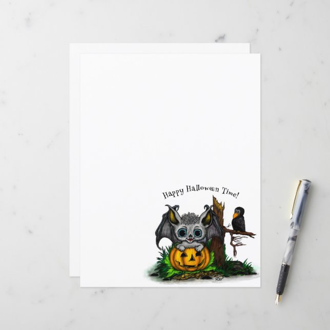 Väntar på Halloween, Cute Fladdermus och Raven (Fram/Back In Situ)