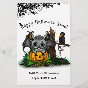 Väntar på Halloween, Cute Fladdermus och Raven Flygblad