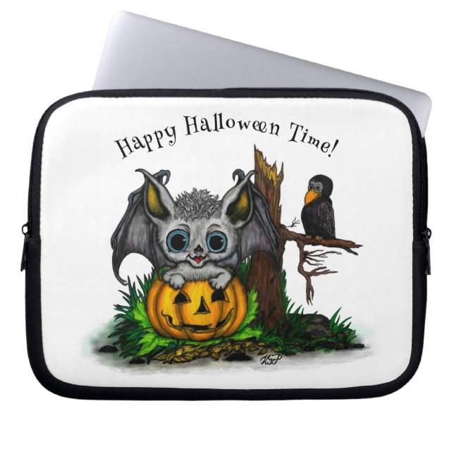 Väntar på Halloween, Cute Fladdermus och Raven Laptop Fodral (Framsidan)