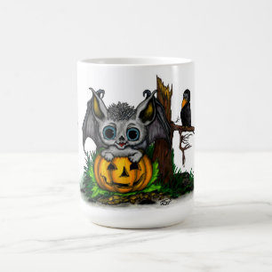 Väntar på Halloween, Cute Fladdermus och Raven Magisk Mugg