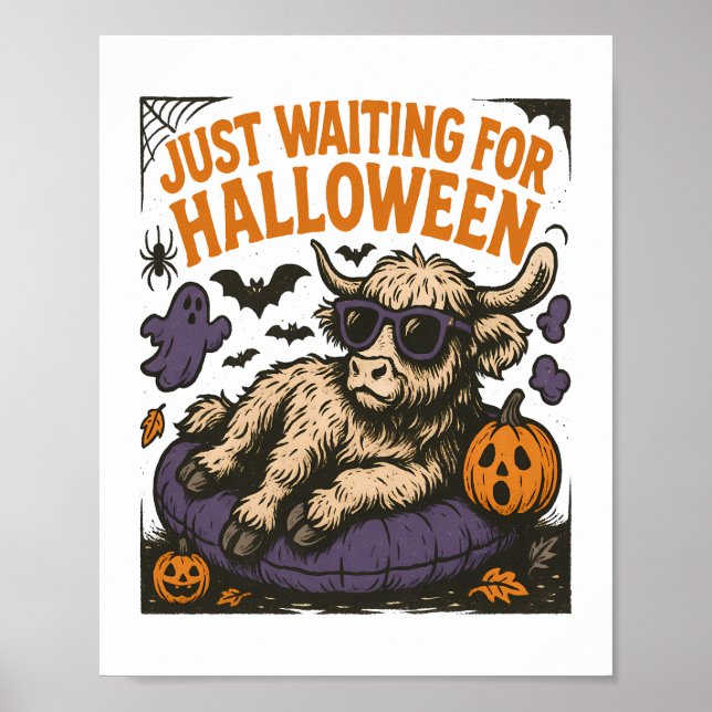 Väntar på Halloween Highland Cow Poster (Framsidan)