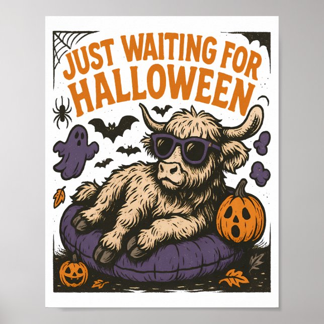 Väntar på Halloween Highland Ko Poster (Framsidan)