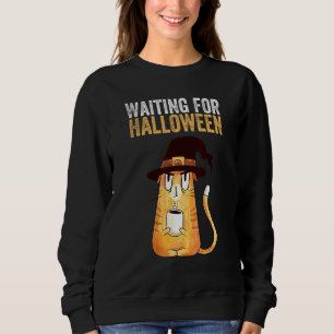 Väntar på Halloween som galen häxa kattkaffe T Shirt