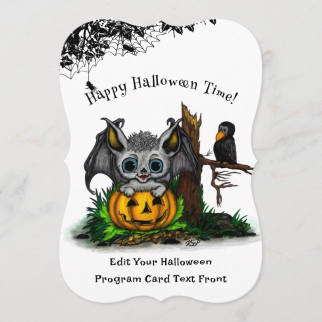 Väntar på Halloween, söt fladdermus och korp Program (Framsida)