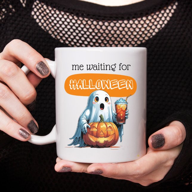Väntar på Halloween-spökkaffe Kaffemugg (Skapare uppladdad)