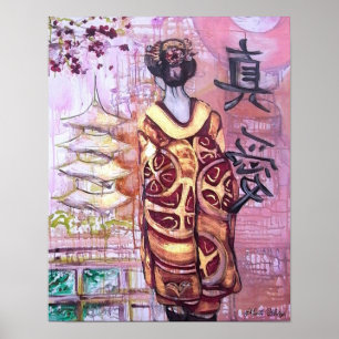 Väntar på hennes Äkta kärlek - Geisha-utskrift Poster