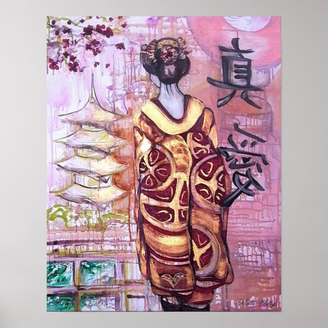 Väntar på hennes Äkta kärlek - Geisha-utskrift Poster (Framsidan)