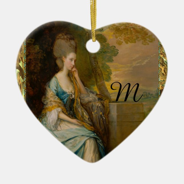 Väntar på honom Monogram Julgransprydnad Keramik (Framsidan)