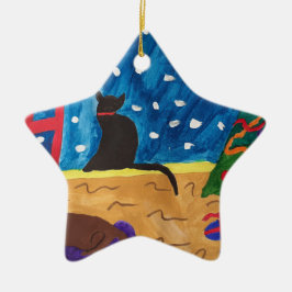 Väntar på jul julgransprydnad keramik