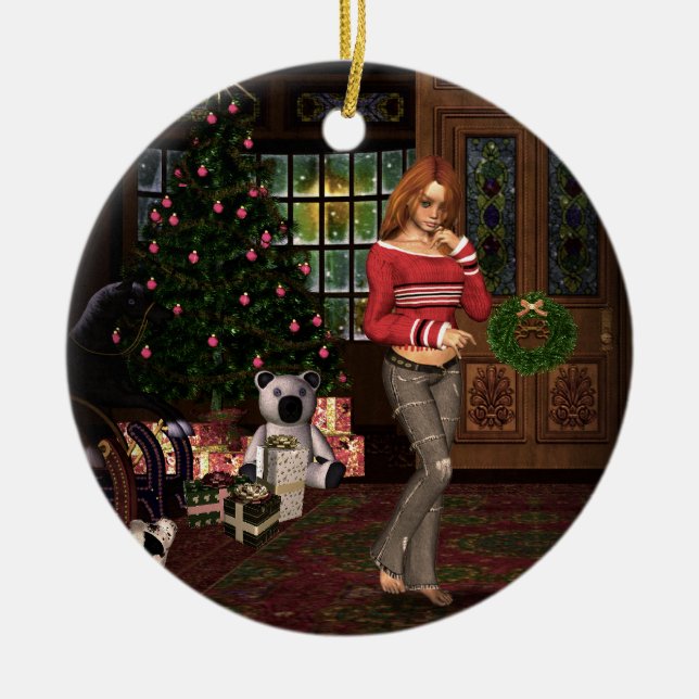 Väntar på jultomten Ornament (Framsidan)