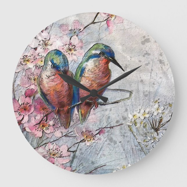 Väntar på leverans Kingfisher Bird Stor Klocka (Framsida)
