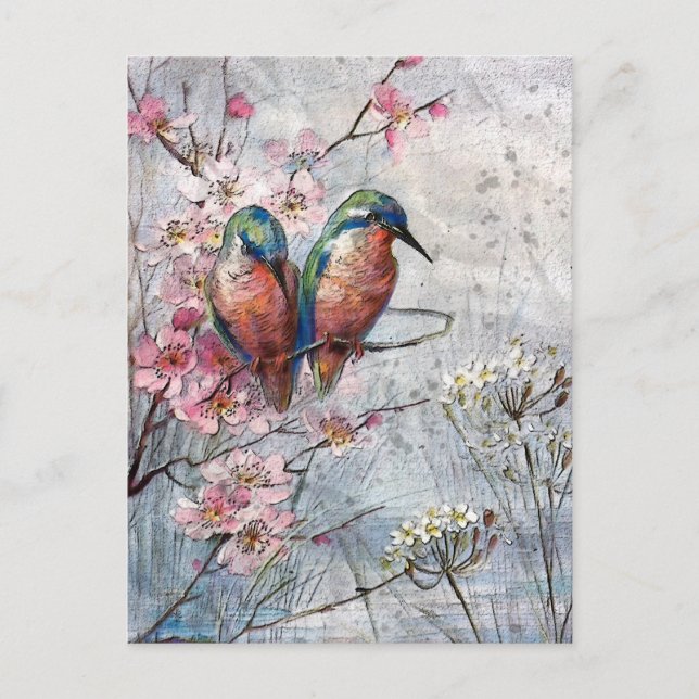 Väntar på leverans Kingfisher Bird Vykort (Framsida)