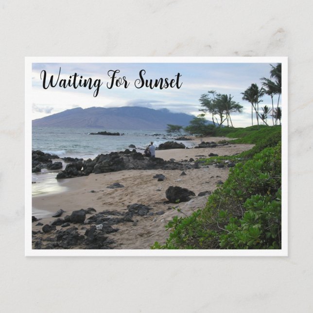 VÄNTAR PÅ MAUI SUNSET/BEACH SCENE POSTCARD VYKORT (Framsida)
