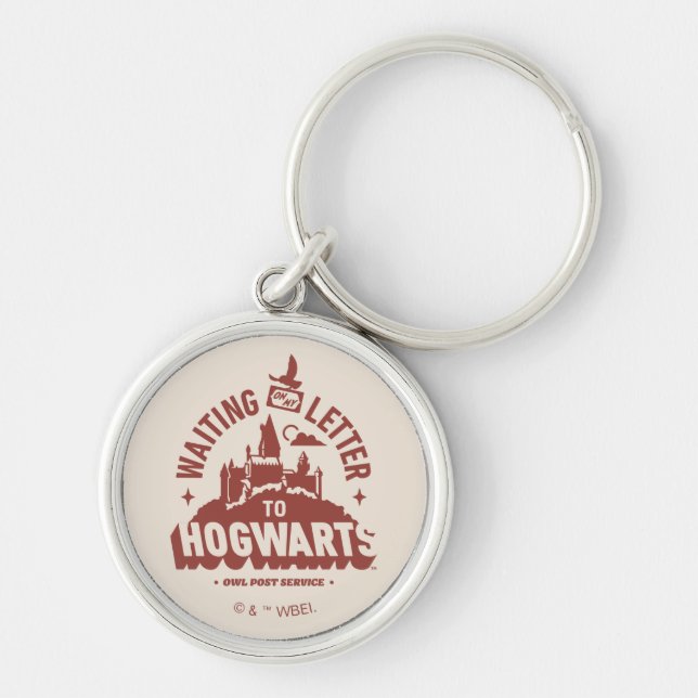 Väntar på mitt brev till HOGWARTS™ Rund Silverfärgad Nyckelring (Framsidan)