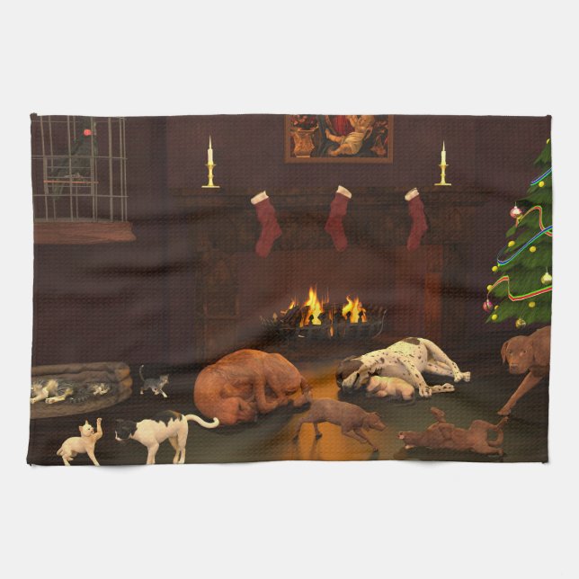 Väntar på Pappa jul Kökshandduk (Horisontell)