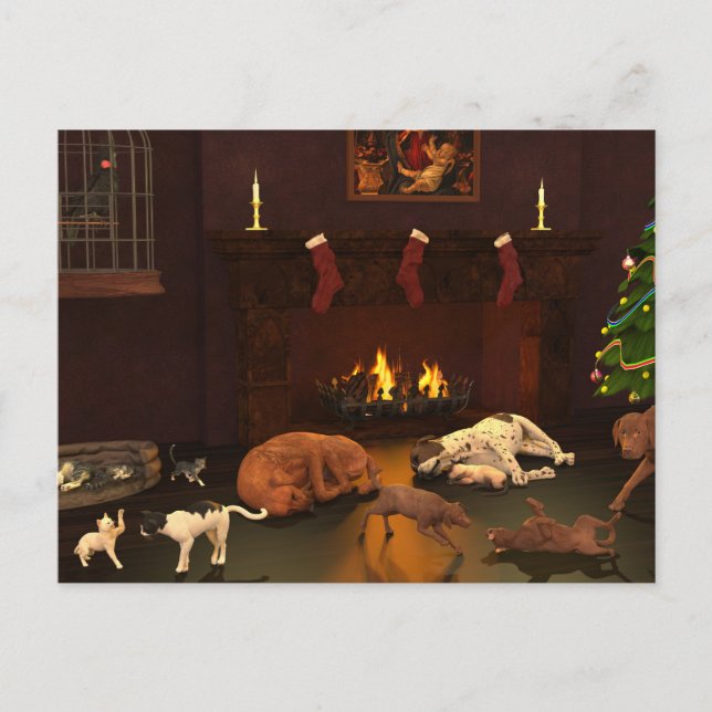 Väntar på Pappa jul Vykort (Framsida)