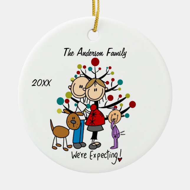 Väntar på par med Småbarn Girl /Hund Ornament (Framsidan)
