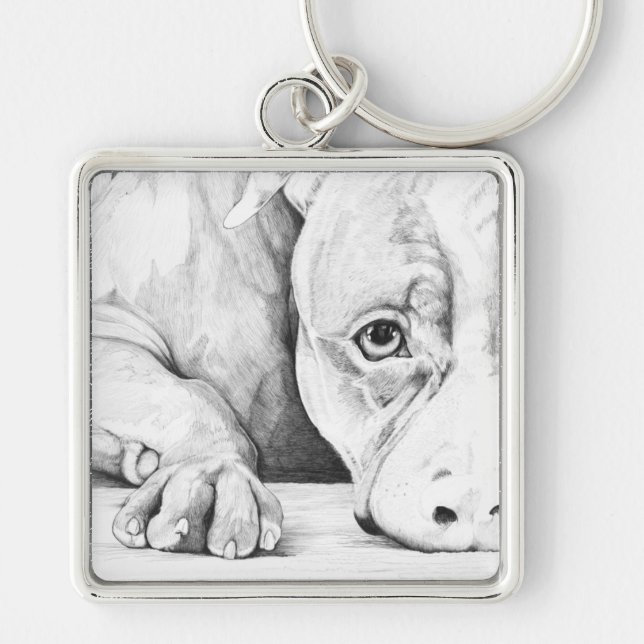 Väntar på patienter fyrkantig silverfärgad nyckelring (Framsidan)