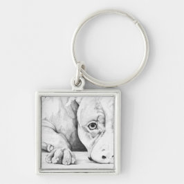 Väntar på patienter fyrkantig silverfärgad nyckelring