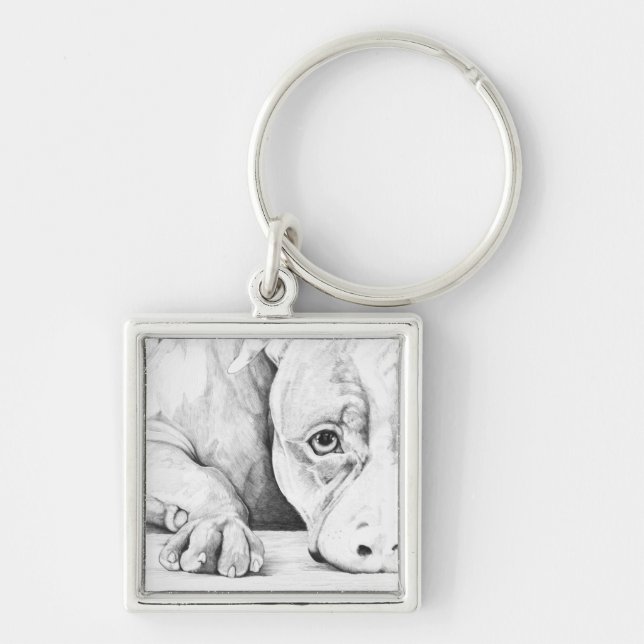 Väntar på patienter fyrkantig silverfärgad nyckelring (Framsidan)