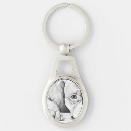 Väntar på patienter ovalt silverfärgad nyckelring