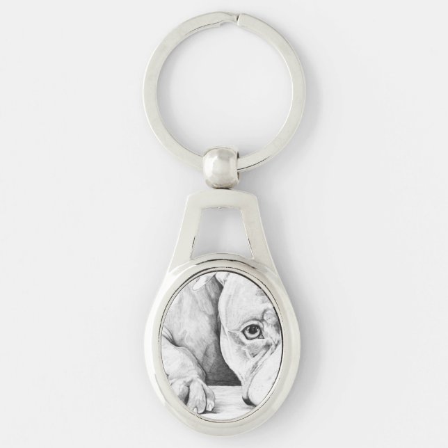 Väntar på patienter ovalt silverfärgad nyckelring (Framsidan)