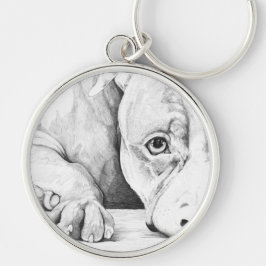 Väntar på patienter rund silverfärgad nyckelring