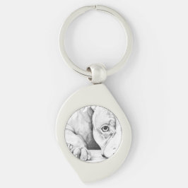 Väntar på patienter swirl silverfärgad nyckelring