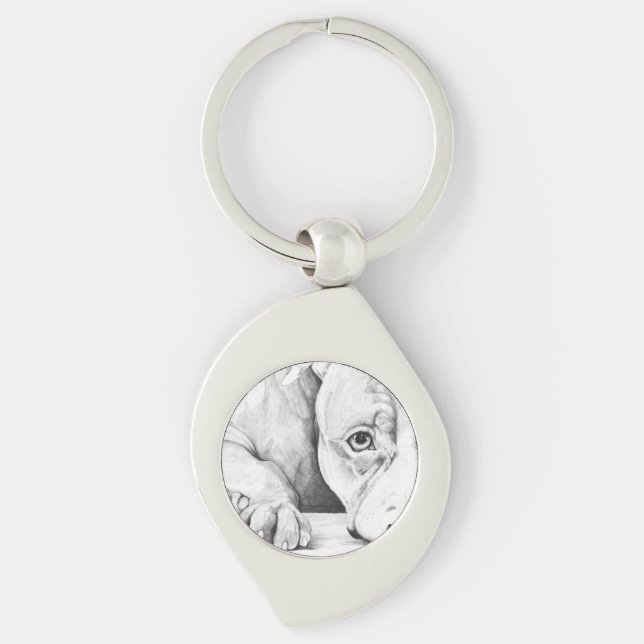 Väntar på patienter swirl silverfärgad nyckelring (Framsidan)