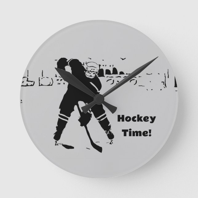 Väntar på Puck - Hockey Player Rund Klocka (Framsida)