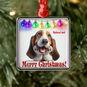 Väntar på Santa Basset Hound  Julgransprydnad Metall