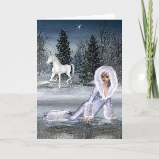 Väntar på stjärnor - Vinter Fantasy Greeting Card Helgkort (Framsida)